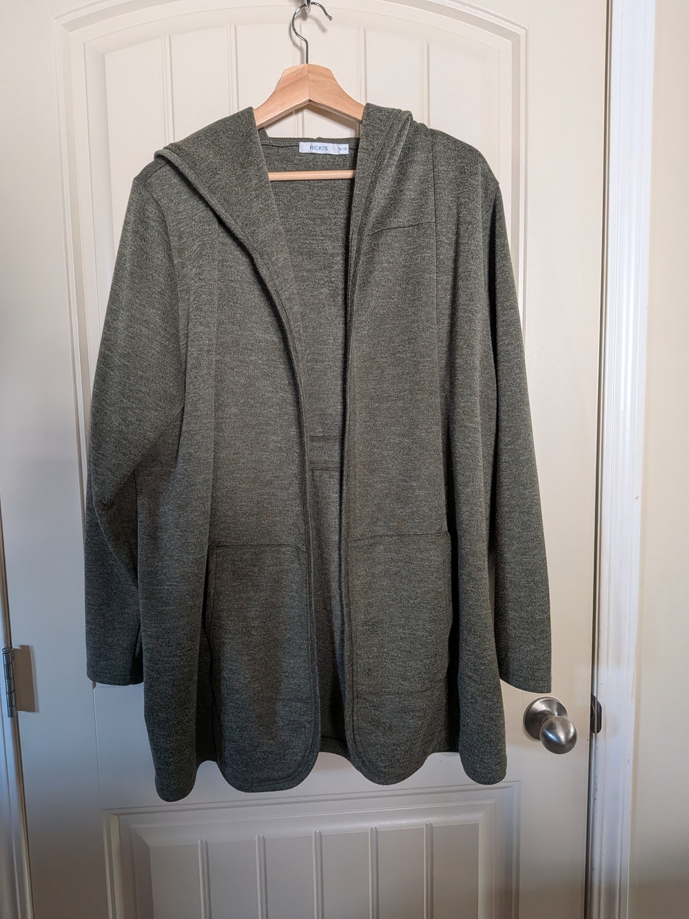 Eileen Fisher Olive Green Hooded Open Cardigan